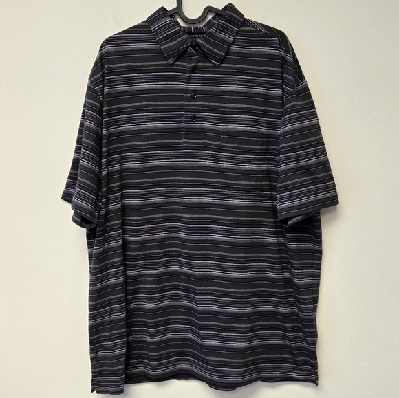 Roundtree & Yorke Stripe Polo Shirt Charcoal Gray XL - Picture 1 of 6